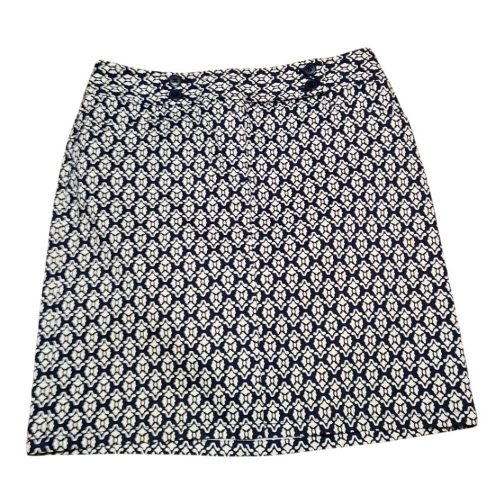 Ann Taylor Navy Geometric Patterend Skirt